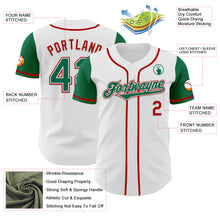 Laden Sie das Bild in den Galerie-Viewer, Custom White Kelly Green-Red Authentic Two Tone Baseball Jersey