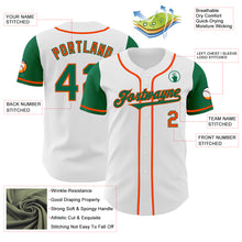 Load image into Gallery viewer, Custom White Kelly Green-Orange Authentic Two Tone Baseball Jersey