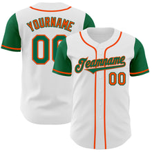 Load image into Gallery viewer, Custom White Kelly Green-Orange Authentic Two Tone Baseball Jersey