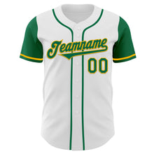 Load image into Gallery viewer, Custom White Kelly Green-Gold Authentic Two Tone Baseball Jersey