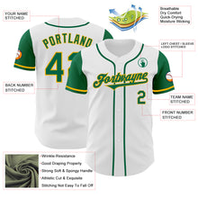 Load image into Gallery viewer, Custom White Kelly Green-Gold Authentic Two Tone Baseball Jersey