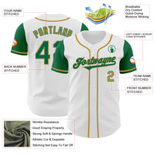 Load image into Gallery viewer, Custom White Kelly Green-Old Gold Authentic Two Tone Baseball Jersey