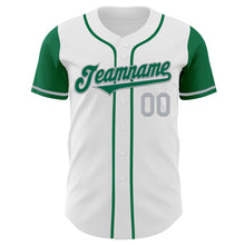 Laden Sie das Bild in den Galerie-Viewer, Custom White Kelly Green-Gray Authentic Two Tone Baseball Jersey