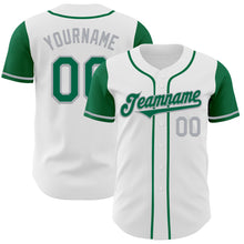 Laden Sie das Bild in den Galerie-Viewer, Custom White Kelly Green-Gray Authentic Two Tone Baseball Jersey