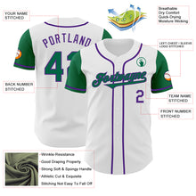 Load image into Gallery viewer, Custom White Kelly Green-Purple Authentic Two Tone Baseball Jersey