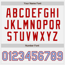 Laden Sie das Bild in den Galerie-Viewer, Custom White Light Blue-Red Authentic Two Tone Baseball Jersey