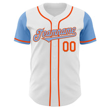 Load image into Gallery viewer, Custom White Light Blue-Orange Authentic Two Tone Baseball Jersey