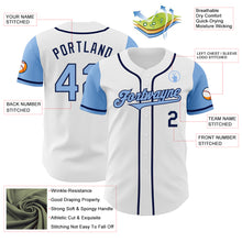 Load image into Gallery viewer, Custom White Light Blue-Navy Authentic Two Tone Baseball Jersey