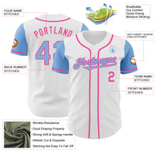 Load image into Gallery viewer, Custom White Light Blue-Pink Authentic Two Tone Baseball Jersey