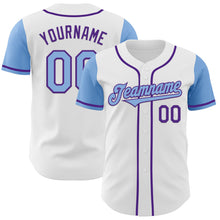 Load image into Gallery viewer, Custom White Light Blue-Purple Authentic Two Tone Baseball Jersey
