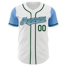 Load image into Gallery viewer, Custom White Light Blue-Green Authentic Two Tone Baseball Jersey