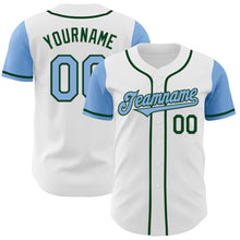 Load image into Gallery viewer, Custom White Light Blue-Green Authentic Two Tone Baseball Jersey