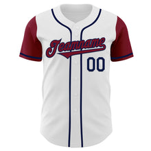 Laden Sie das Bild in den Galerie-Viewer, Custom White Crimson-Navy Authentic Two Tone Baseball Jersey