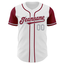 Laden Sie das Bild in den Galerie-Viewer, Custom White Crimson-Gray Authentic Two Tone Baseball Jersey