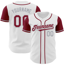 Laden Sie das Bild in den Galerie-Viewer, Custom White Crimson-Gray Authentic Two Tone Baseball Jersey