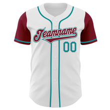 Load image into Gallery viewer, Custom White Crimson-Teal Authentic Two Tone Baseball Jersey
