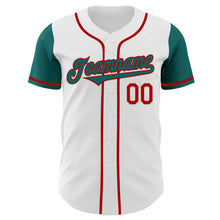 Laden Sie das Bild in den Galerie-Viewer, Custom White Teal-Red Authentic Two Tone Baseball Jersey