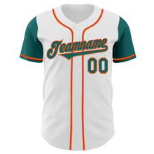 Laden Sie das Bild in den Galerie-Viewer, Custom White Teal-Orange Authentic Two Tone Baseball Jersey