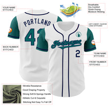 Laden Sie das Bild in den Galerie-Viewer, Custom White Teal-Navy Authentic Two Tone Baseball Jersey