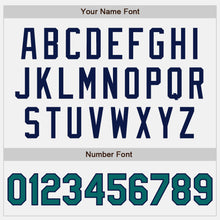 Laden Sie das Bild in den Galerie-Viewer, Custom White Teal-Navy Authentic Two Tone Baseball Jersey