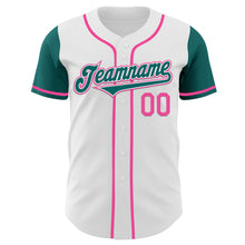 Laden Sie das Bild in den Galerie-Viewer, Custom White Teal-Pink Authentic Two Tone Baseball Jersey