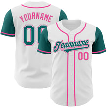 Laden Sie das Bild in den Galerie-Viewer, Custom White Teal-Pink Authentic Two Tone Baseball Jersey