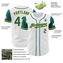 Load image into Gallery viewer, Custom White Teal-Gold Authentic Two Tone Baseball Jersey