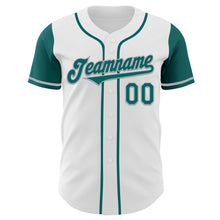 Load image into Gallery viewer, Custom White Teal-Gray Authentic Two Tone Baseball Jersey