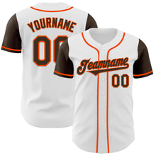 Load image into Gallery viewer, Custom White Brown-Orange Authentic Two Tone Baseball Jersey