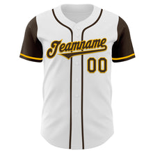 Laden Sie das Bild in den Galerie-Viewer, Custom White Brown-Gold Authentic Two Tone Baseball Jersey