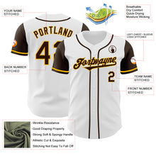 Laden Sie das Bild in den Galerie-Viewer, Custom White Brown-Gold Authentic Two Tone Baseball Jersey