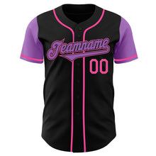 Load image into Gallery viewer, Custom Black Medium Purple-Pink Authentic Two Tone Baseball Jersey