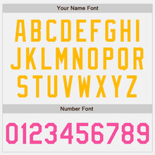 Load image into Gallery viewer, Custom White Pink Pea Green-Gold Authentic Two Tone Baseball Jersey