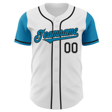 Laden Sie das Bild in den Galerie-Viewer, Custom White Panther Blue-Black Authentic Two Tone Baseball Jersey