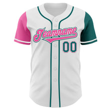 Laden Sie das Bild in den Galerie-Viewer, Custom White Teal-Pink Authentic Two Tone Baseball Jersey