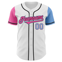 Load image into Gallery viewer, Custom White Light Blue Black-Pink Authentic Two Tone Baseball Jersey