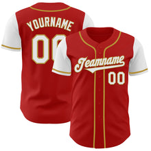 Загрузить изображение в средство просмотра галереи, Custom Red White-Old Gold Authentic Two Tone Baseball Jersey
