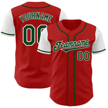 Загрузить изображение в средство просмотра галереи, Custom Red Green-White Authentic Two Tone Baseball Jersey