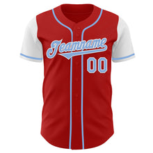 Загрузить изображение в средство просмотра галереи, Custom Red Light Blue-White Authentic Two Tone Baseball Jersey