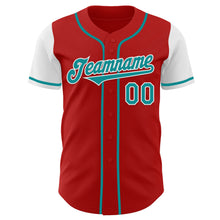 Загрузить изображение в средство просмотра галереи, Custom Red Teal-White Authentic Two Tone Baseball Jersey
