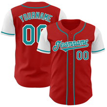 Загрузить изображение в средство просмотра галереи, Custom Red Teal-White Authentic Two Tone Baseball Jersey