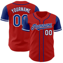 Laden Sie das Bild in den Galerie-Viewer, Custom Red Royal-White Authentic Two Tone Baseball Jersey