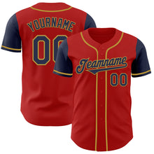 Загрузить изображение в средство просмотра галереи, Custom Red Navy-Old Gold Authentic Two Tone Baseball Jersey