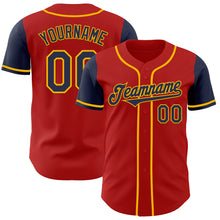 Загрузить изображение в средство просмотра галереи, Custom Red Navy-Gold Authentic Two Tone Baseball Jersey