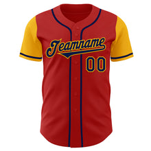 Laden Sie das Bild in den Galerie-Viewer, Custom Red Navy-Gold Authentic Two Tone Baseball Jersey