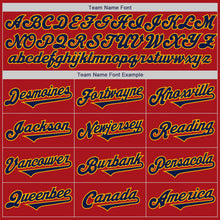 Laden Sie das Bild in den Galerie-Viewer, Custom Red Navy-Gold Authentic Two Tone Baseball Jersey
