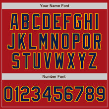 Laden Sie das Bild in den Galerie-Viewer, Custom Red Navy-Gold Authentic Two Tone Baseball Jersey