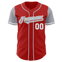 Laden Sie das Bild in den Galerie-Viewer, Custom Red Gray-White Authentic Two Tone Baseball Jersey