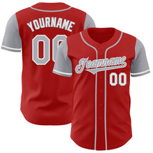 Laden Sie das Bild in den Galerie-Viewer, Custom Red Gray-White Authentic Two Tone Baseball Jersey