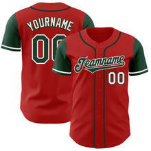 Laden Sie das Bild in den Galerie-Viewer, Custom Red Green-White Authentic Two Tone Baseball Jersey